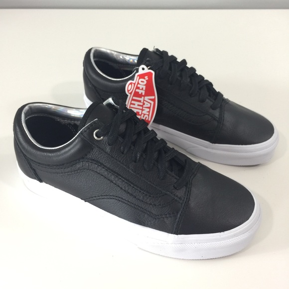 leather black vans size 5